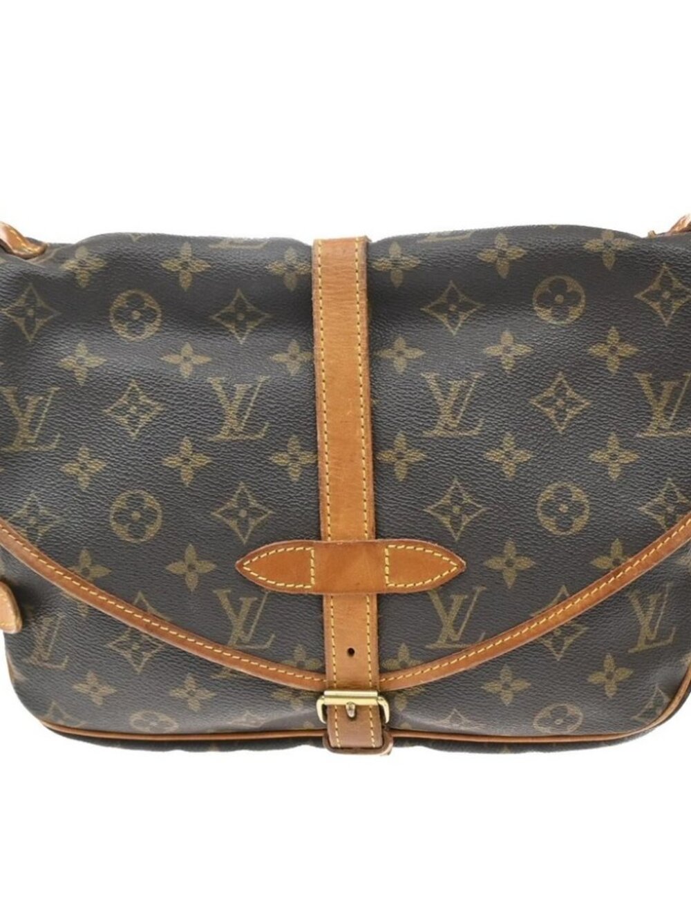 LOUIS VUITTON Logo Saumur 30 Shoulder Bag Monogram Leather Brown - Picture 3 of 14